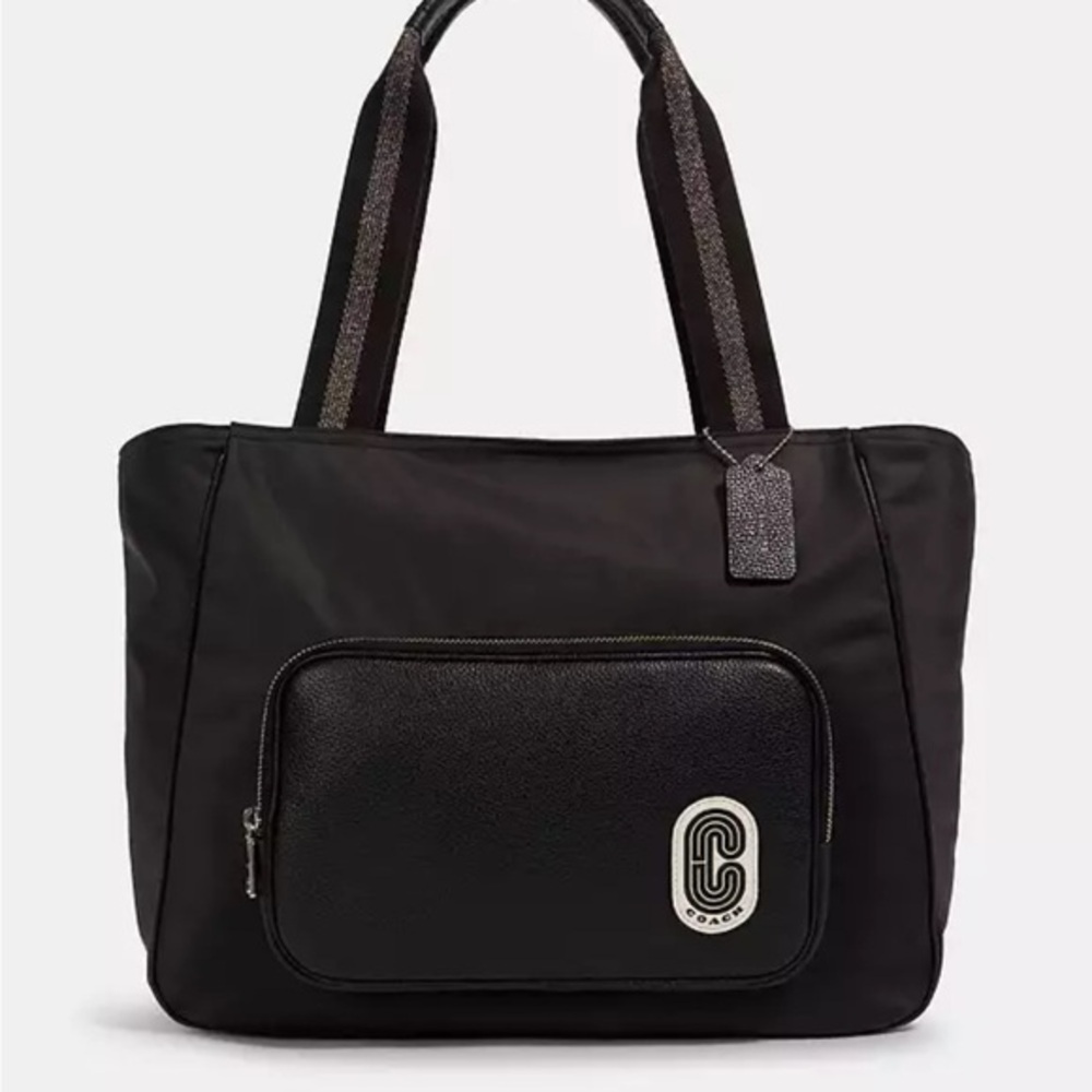 COACH court tote nylon Shoulder Bag Black 91061